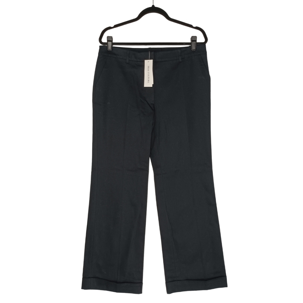SILK CULTURE Black Cotton Spandex Wide Leg Pants NWT Size 12